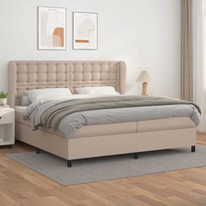 VidaXL Boxspring met matras kunstleer cappuccinokleurig 200x200 cm