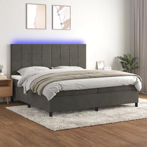 VidaXL Boxspring met matras en LED fluweel donkergrijs 200x200 cm