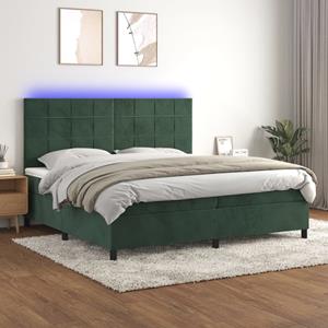 VidaXL Boxspring met matras en LED fluweel donkergroen 200x200 cm