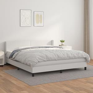 VidaXL Boxspring met matras kunstleer wit 160x200 cm