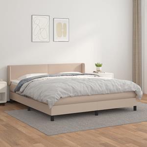 VidaXL Boxspring met matras kunstleer cappuccinokleurig 160x200 cm