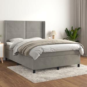 VidaXL Boxspring met matras fluweel lichtgrijs 140x190 cm