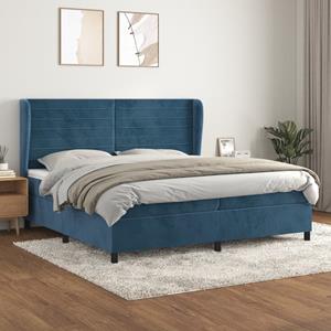 VidaXL Boxspring met matras fluweel donkerblauw 200x200 cm