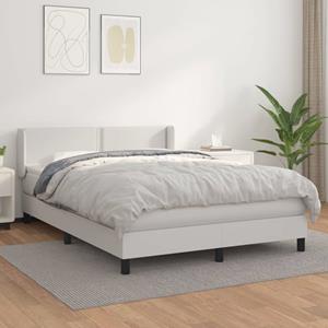 VidaXL Boxspring met matras kunstleer wit 140x190 cm