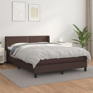 VidaXL Boxspring met matras kunstleer bruin 140x190 cm