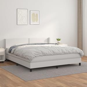 VidaXL Boxspring met matras kunstleer wit 160x200 cm