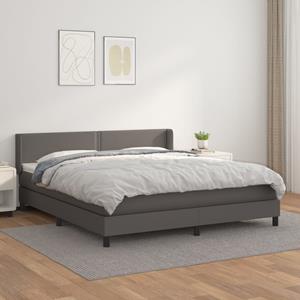 VidaXL Boxspring met matras kunstleer grijs 160x200 cm