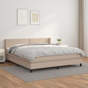 VidaXL Boxspring met matras kunstleer cappuccinokleurig 160x200 cm