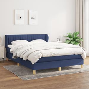 VidaXL Boxspring met matras stof blauw 140x200 cm