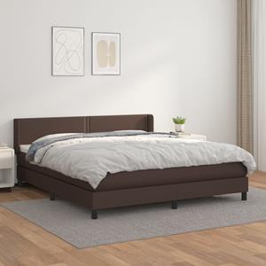 VidaXL Boxspring met matras kunstleer bruin 180x200 cm