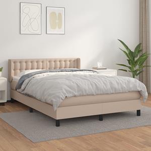 VidaXL Boxspring met matras kunstleer cappuccinokleurig 140x190 cm