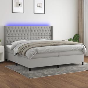 VidaXL Boxspring met matras en LED stof lichtgrijs 200x200 cm