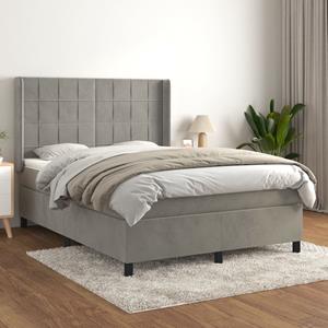 VidaXL Boxspring met matras fluweel lichtgrijs 140x190 cm