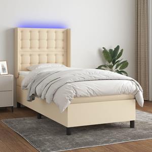 VidaXL Boxspring met matras en LED stof crèmekleurig 80x200 cm