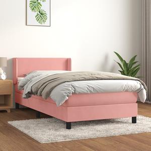 VidaXL Boxspring met matras fluweel roze 90x190 cm