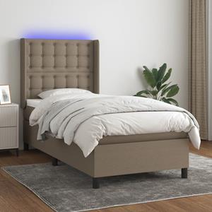 VidaXL Boxspring met matras en LED stof taupe 100x200 cm