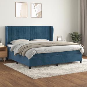 VidaXL Boxspring met matras fluweel donkerblauw 200x200 cm