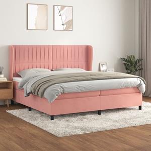 VidaXL Boxspring met matras fluweel roze 200x200 cm