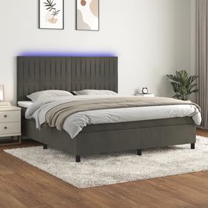 VidaXL Boxspring met matras en LED fluweel donkergrijs 180x200 cm