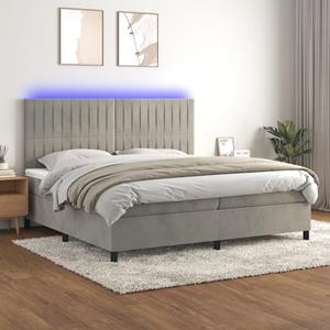 VidaXL Boxspring met matras en LED fluweel lichtgrijs 200x200 cm