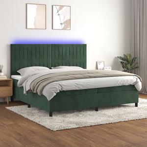 VidaXL Boxspring met matras en LED fluweel donkergroen 200x200 cm