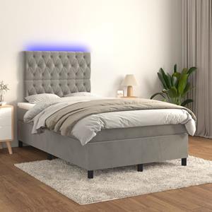 VidaXL Boxspring met matras en LED fluweel lichtgrijs 120x200 cm