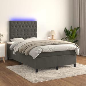 VidaXL Boxspring met matras en LED fluweel donkergrijs 120x200 cm