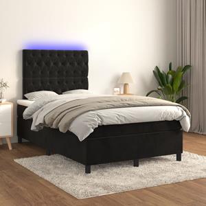 VidaXL Boxspring met matras en LED fluweel zwart 120x200 cm