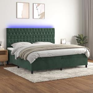 VidaXL Boxspring met matras en LED fluweel donkergroen 200x200 cm