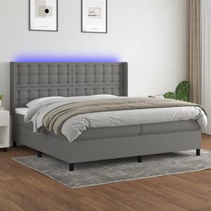 VidaXL Boxspring met matras en LED stof donkergrijs 200x200 cm