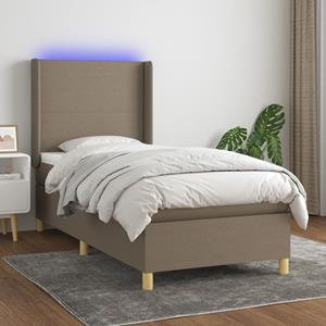 VidaXL Boxspring met matras en LED stof taupe 80x200 cm