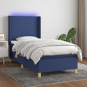 VidaXL Boxspring met matras en LED stof blauw 80x200 cm