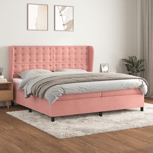 VidaXL Boxspring met matras fluweel roze 200x200 cm