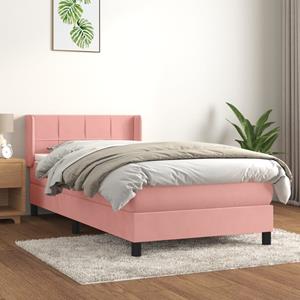 VidaXL Boxspring met matras fluweel roze 90x190 cm