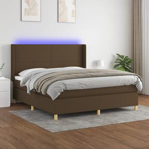 VidaXL Boxspring met matras en LED stof donkerbruin 160x200 cm