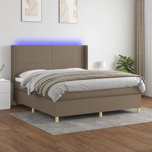 VidaXL Boxspring met matras en LED stof taupe 160x200 cm