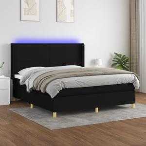 VidaXL Boxspring met matras en LED stof zwart 180x200 cm