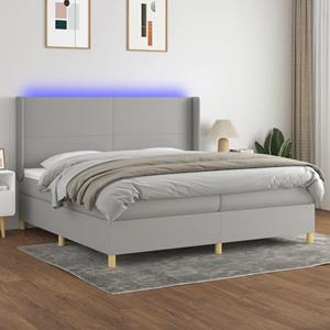 VidaXL Boxspring met matras en LED stof lichtgrijs 200x200 cm