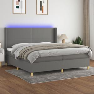 VidaXL Boxspring met matras en LED stof donkergrijs 200x200 cm