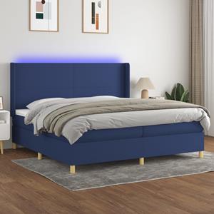 VidaXL Boxspring met matras en LED stof blauw 200x200 cm