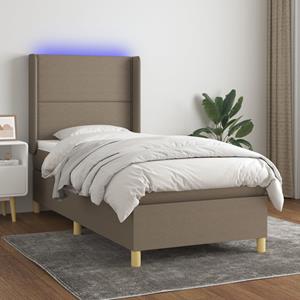 VidaXL Boxspring met matras en LED stof taupe 80x200 cm