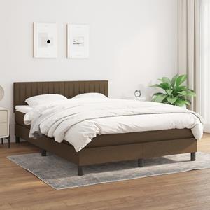 VidaXL Boxspring met matras stof donkerbruin 140x190 cm