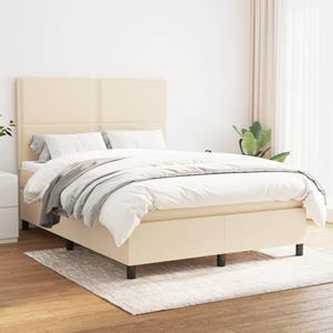 VidaXL Boxspring met matras stof crèmekleurig 140x190 cm