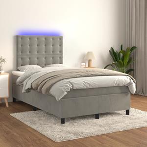 VidaXL Boxspring met matras en LED fluweel lichtgrijs 120x200 cm