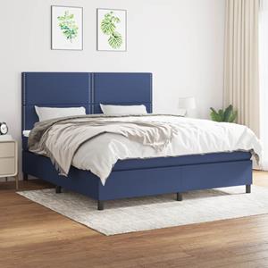 VidaXL Boxspring met matras stof blauw 160x200 cm