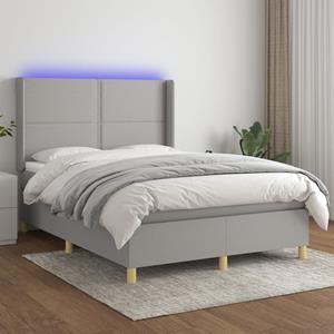 VidaXL Boxspring met matras en LED stof lichtgrijs 140x200 cm