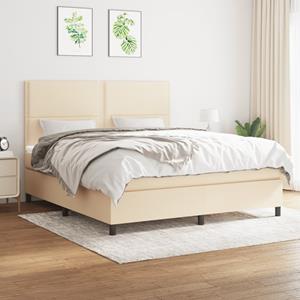 VidaXL Boxspring met matras stof crèmekleurig 180x200 cm