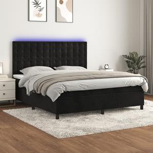 VidaXL Boxspring met matras en LED fluweel zwart 180x200 cm