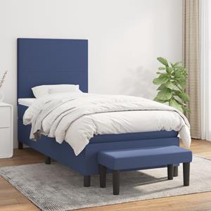 VidaXL Boxspring met matras stof blauw 80x200 cm