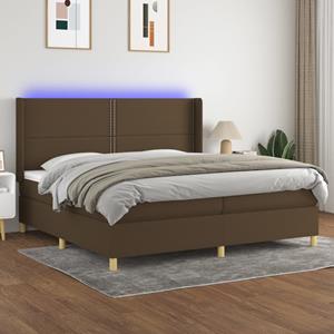 VidaXL Boxspring met matras en LED stof donkerbruin 200x200 cm